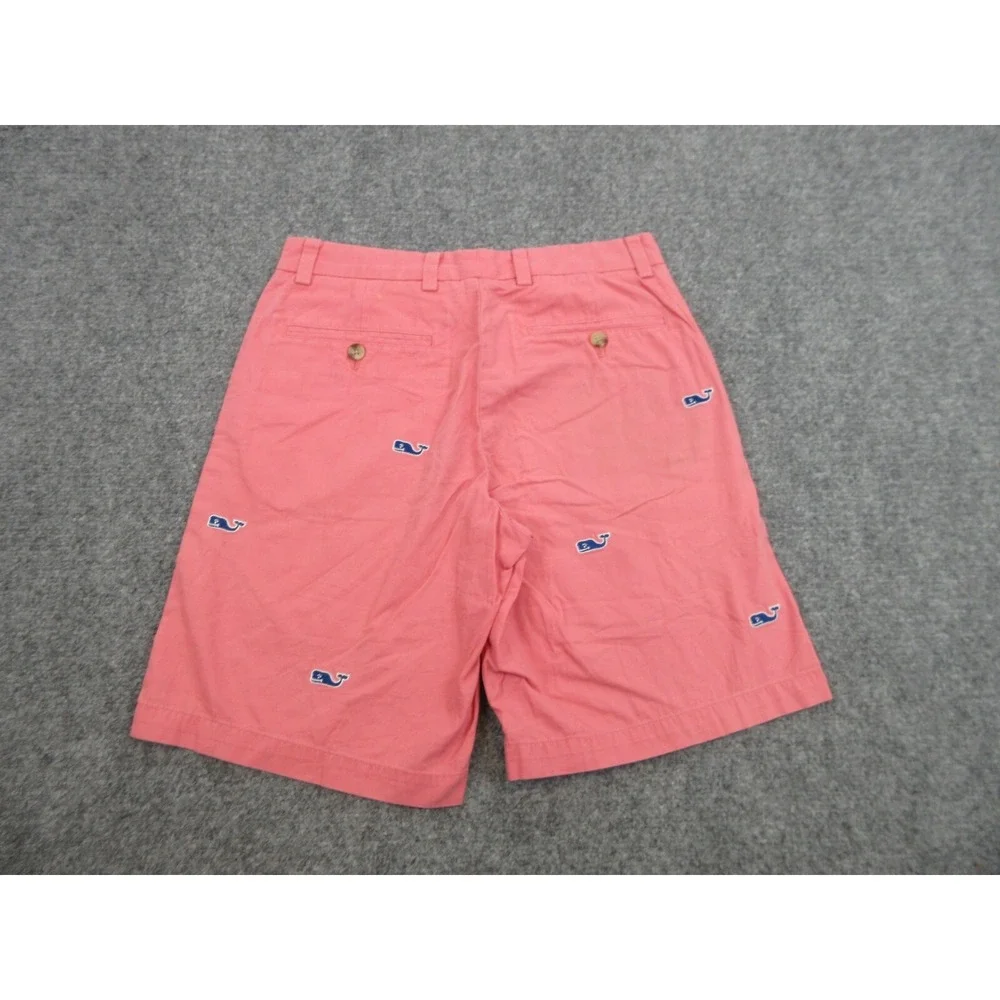 Vineyard Vines Shorts Mens 28 Pink Whale Embroidered Breaker Chino 9 Inseam